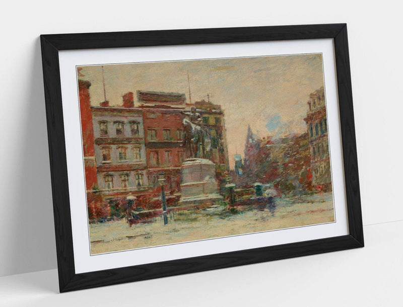 Framed Wall Art Poster – Theodore Robinson Union Square Winter Painting Print