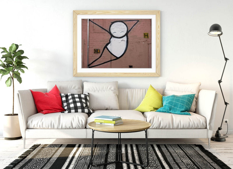 Framed Graffiti Art – Stick Man Poster with Pole Dancer Print | Urban Wall Decor