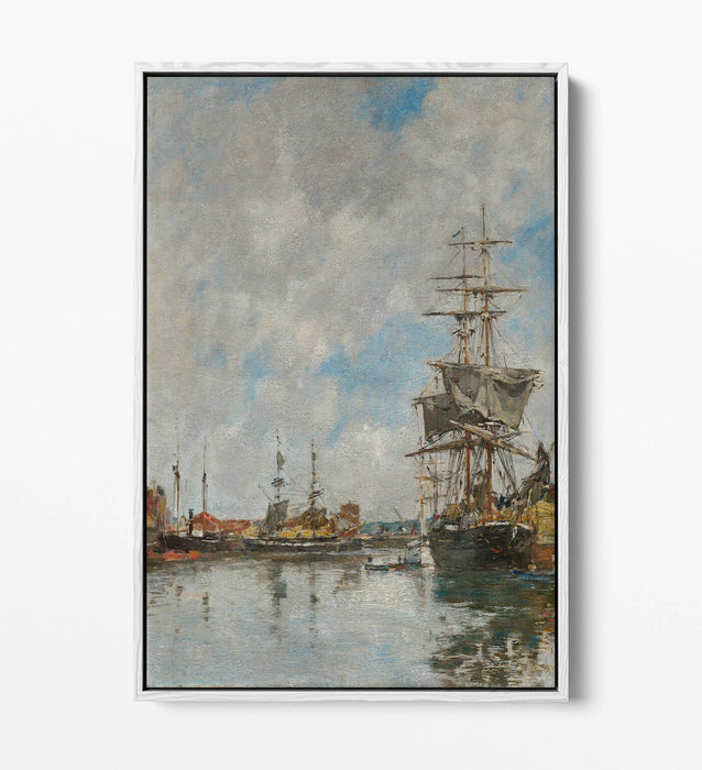EUGENE BOUDIN, THE DOCK OF DEAUVILLE -FLOAT EFFECT CANVAS WALL ART PRINT