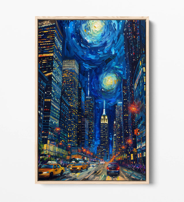 Float Effect Canvas New York Cityscape Art Print – Vibrant Wall Art with Premium Varnish Finish