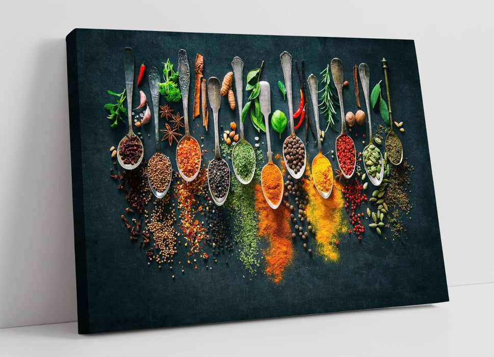 Kitchen Canvas Wall Art - Herbs And Spices Spoon Print | Handmade Decor