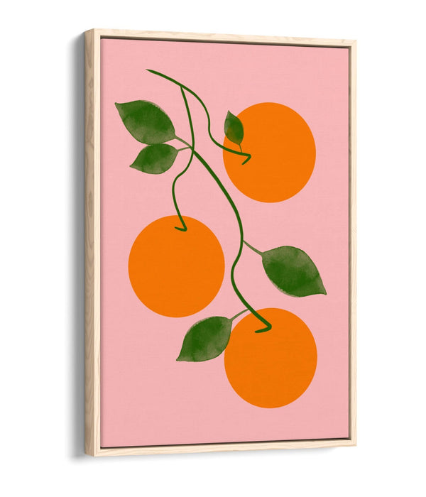 ORANGES ON VINE TRENDY MINIMALIST KITCHEN  -FLOAT EFFECT CANVAS WALL ART PRINT