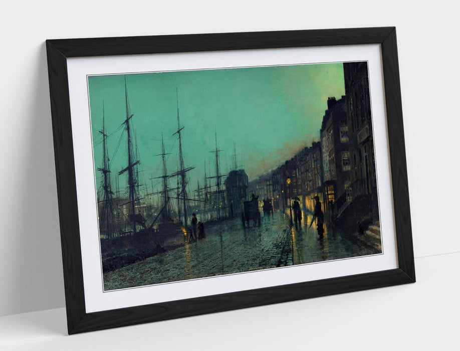 Framed Art Poster - John Atkinson Grimshaw Shipping on the Clyde, Matte Paper Print