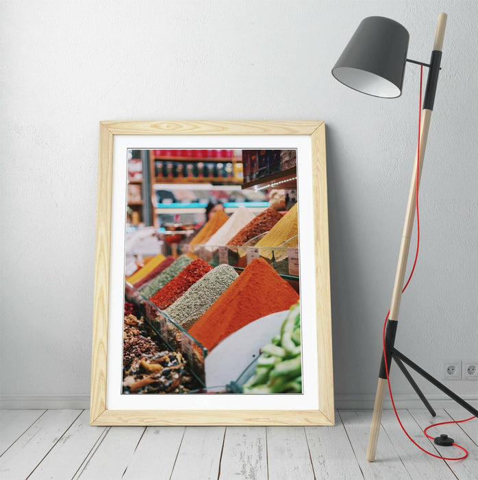Framed Kitchen Poster - Colorful Spice Stack Print | Handmade Wall Art