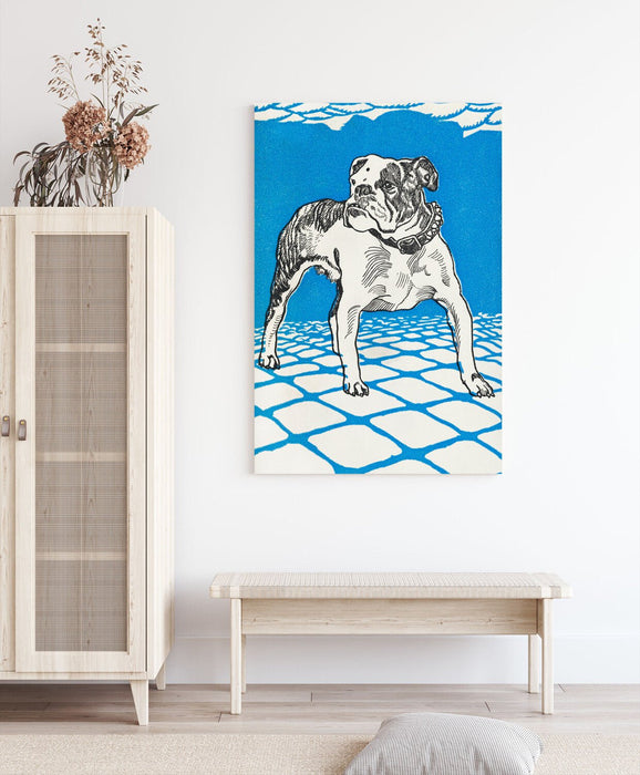 Vintage Bulldog Canvas - Deep Framed Blue Bulldog Artwork | Handmade UK Canvas Wall Art
