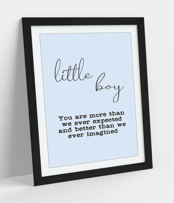 "LITTLE BOY" NURSERY BABY KIDS ROOM QUOTE SLOGAN -FRAMED WALL ART PICTURE PRINT