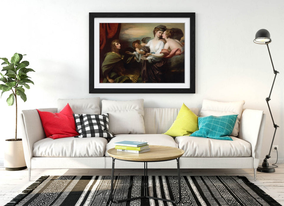 Framed Wall Art Poster - Benjamin West Helen Brought to Paris Print with Wood Grain Frame