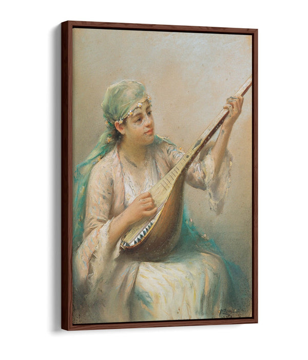 Float Effect Canvas Art - Woman Playing Instrument | Premium 30mm Deep Frame