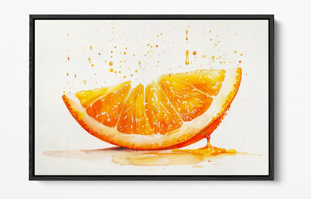 Canvas Wall Art – Juicy Orange Slice Float Effect Contemporary Print With Deep Frame
