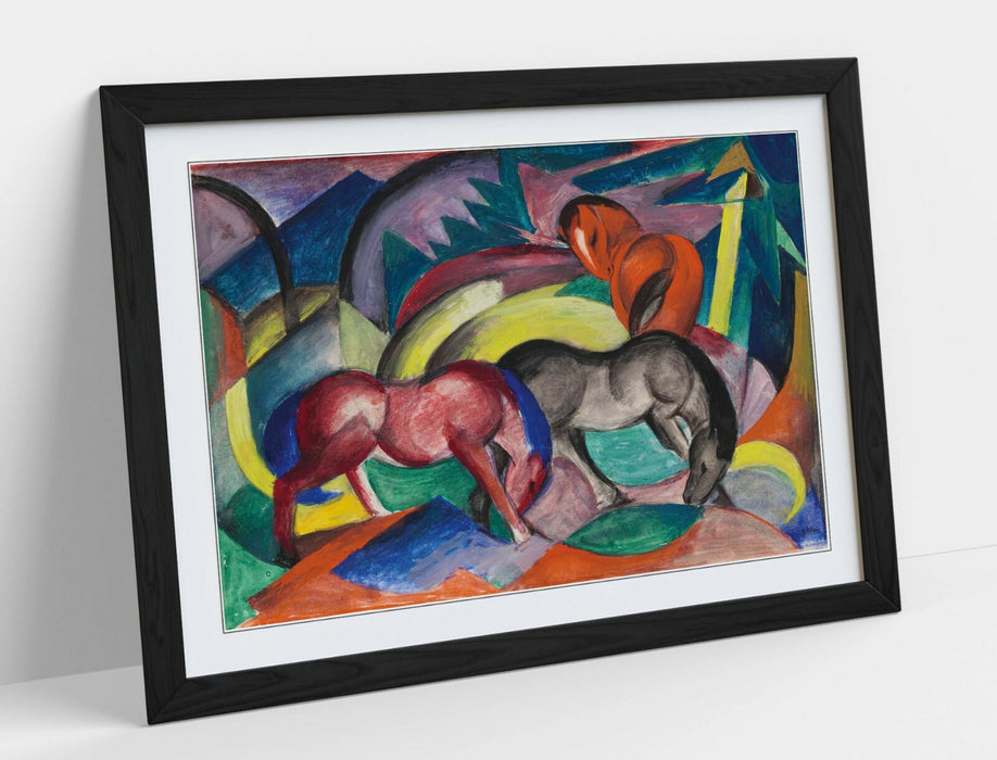 Framed Art Poster - Franz Marc Three Horses Blue Pink Red Artwork | Handmade UK Frame