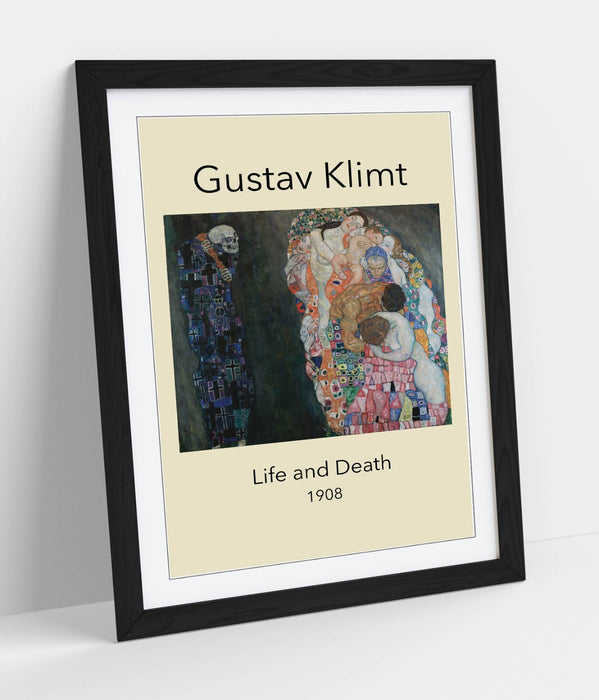 Framed Wall Art Gustav Klimt Print - Life And Death Poster With Faux Wood Frame