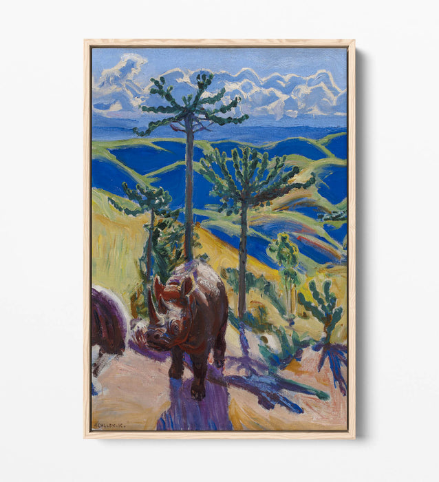 Canvas Wall Art - AskelI Gallen-Kallela Rhinoceros & Trees Float Effect Print