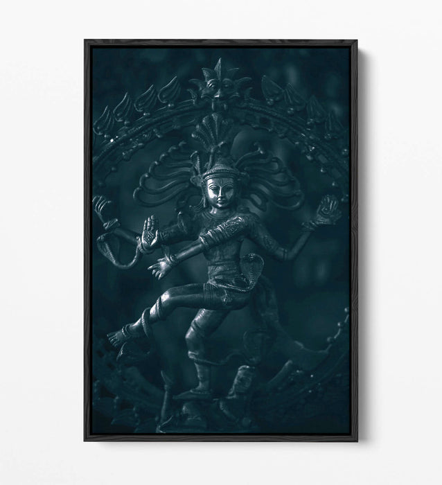Canvas Wall Art – Dancing Shiva Hinduism Float Effect Print on Grey Canvas