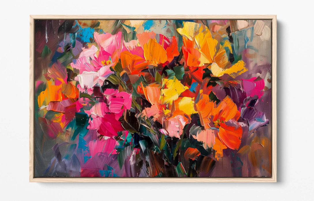 Post Impressionism Canvas - Multi Colour Still Life Flowers Float Effect Art Print
