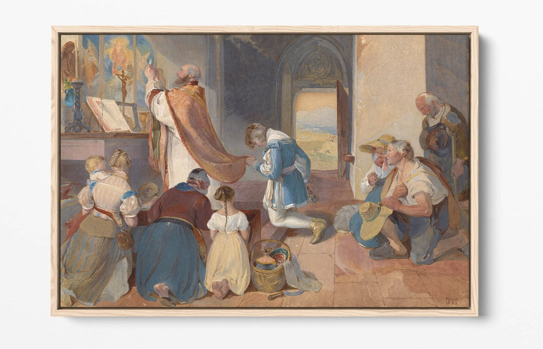 Canvas Wall Art – Peter Fendi Fridolin Assists With Holy Mass | Float Effect Print