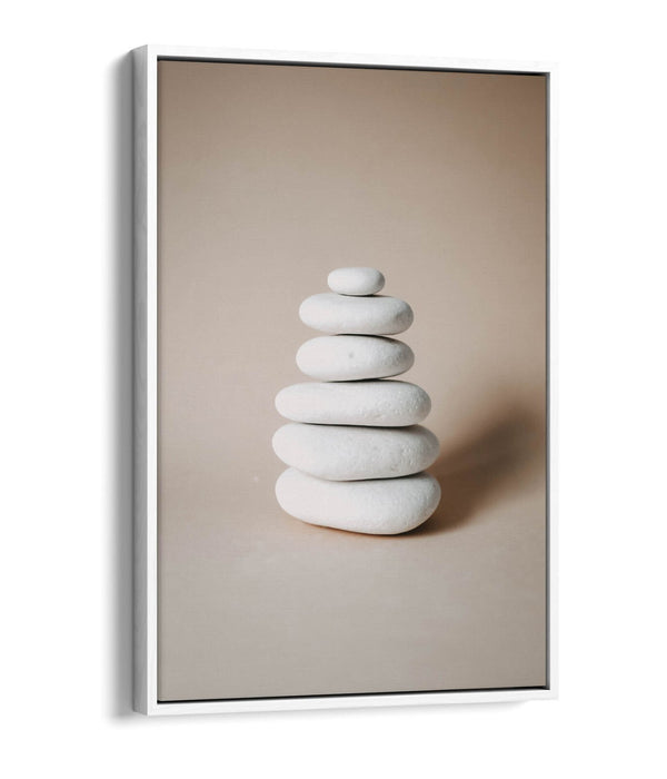 Zen Stones Wall Art – Stacked Stone Artwork Canvas With Float Effect Frame