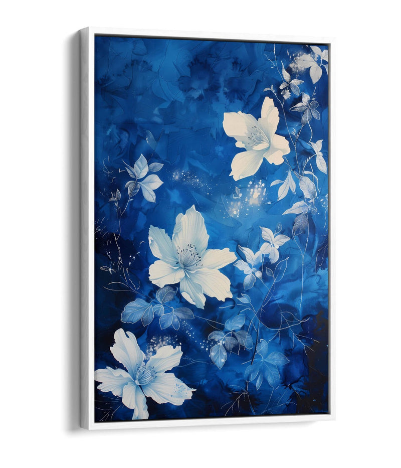 Canvas Art Print – Blue Flower Canvas With Float Effect Frame | Handmade UK