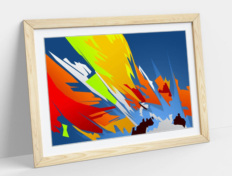 Abstract Bedroom Art - Framed Wall Art With Multi Color Shapes, Ready To Hang