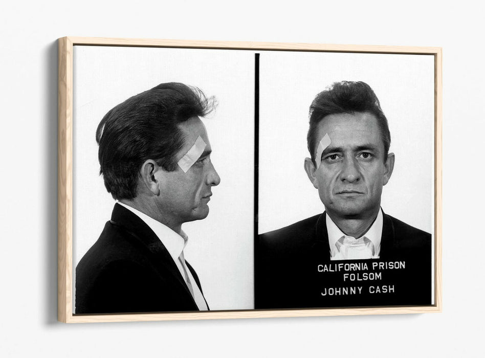 JOHNNY CASH MUGSHOT 2 -FLOAT EFFECT CANVAS WALL ART PIC PRINT- BLACK & WHITE