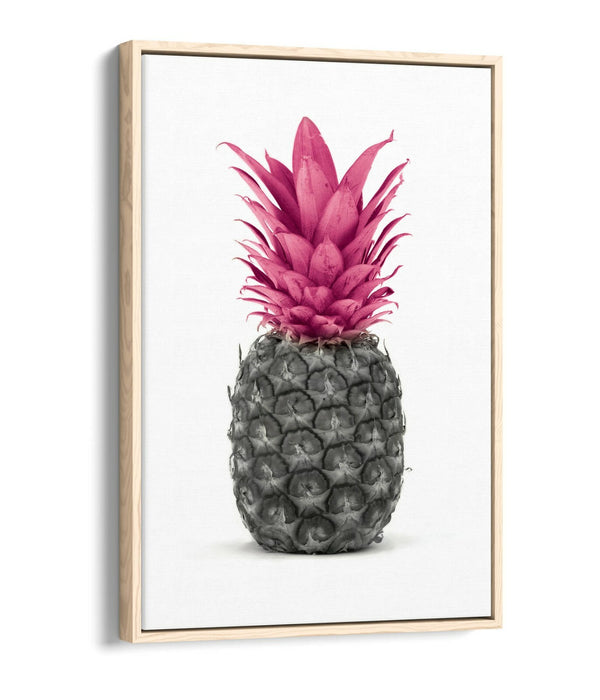 Canvas Wall Art - Pink Pineapple Float Effect | Handmade Black White Graffiti Print