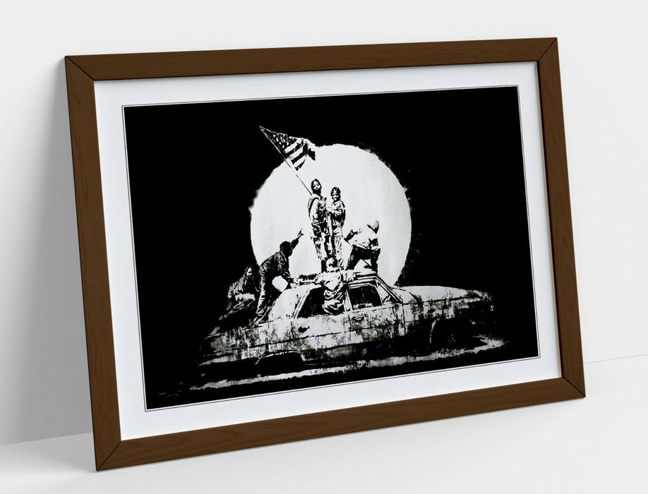 BANKSY FLAGS -ART FRAMED POSTER PICTURE PRINT ARTWORK- BLACK & WHITE