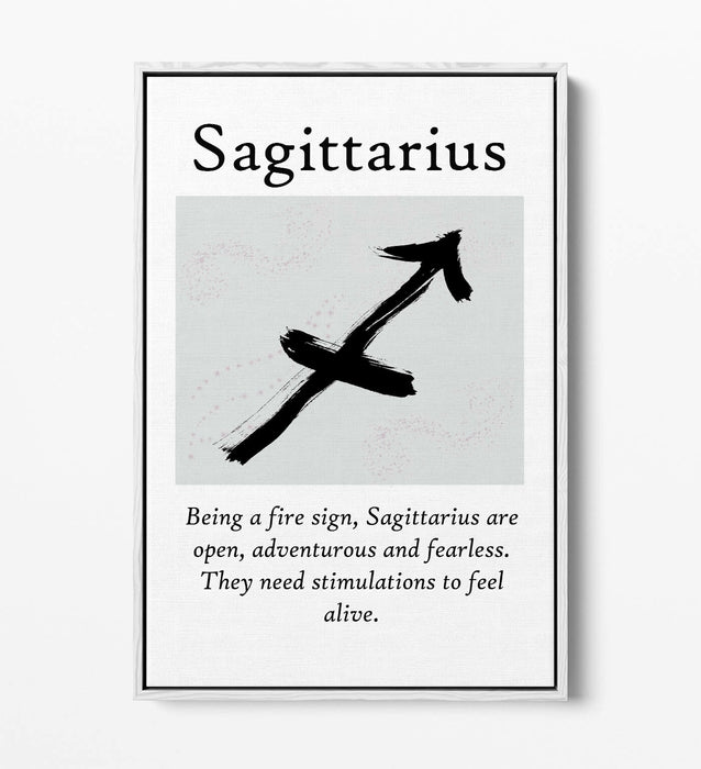 SAGITTARIUS STAR SIGN ZODIAC ASTROLOGY QUOTE -FLOAT EFFECT CANVAS WALL ART PRINT