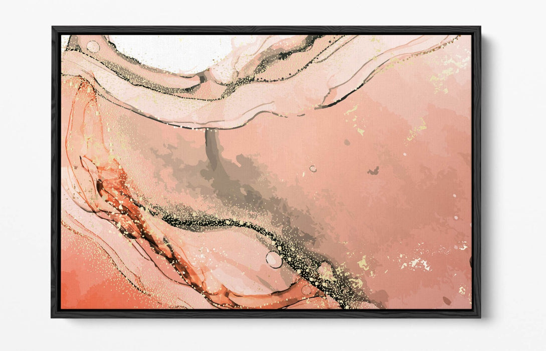 Canvas Wall Art - Abstract Marble Effect Pink Background Float Frame Print