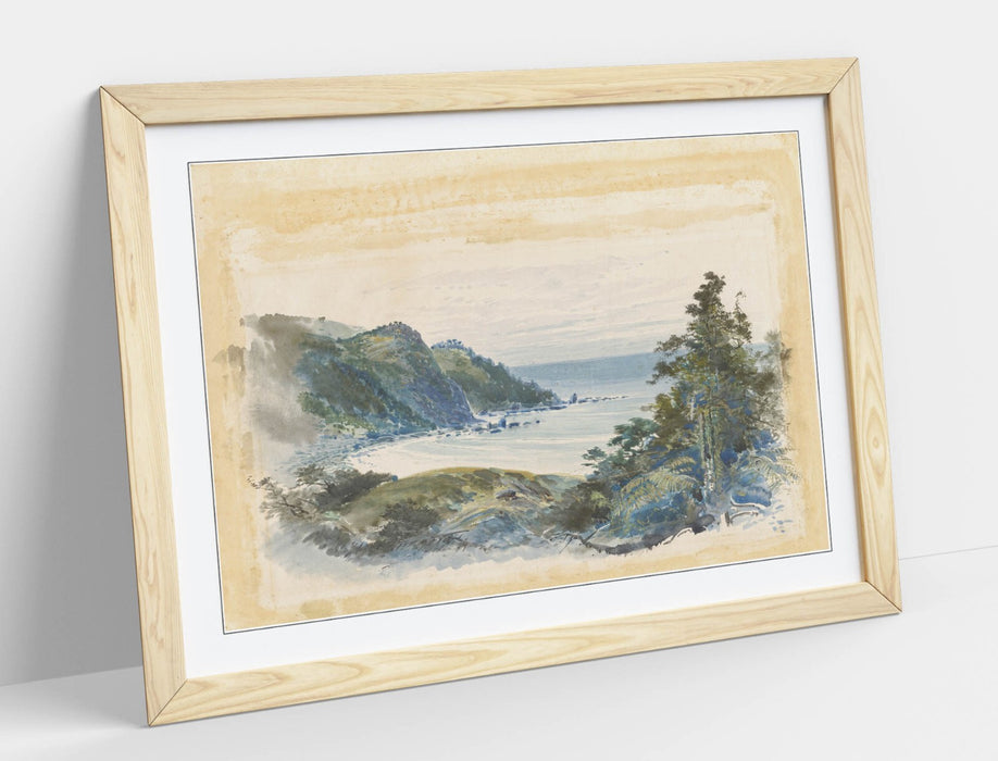 Framed Art Poster - William Hodgkins Coastal Print | Natural Wood Frame, Matte Paper