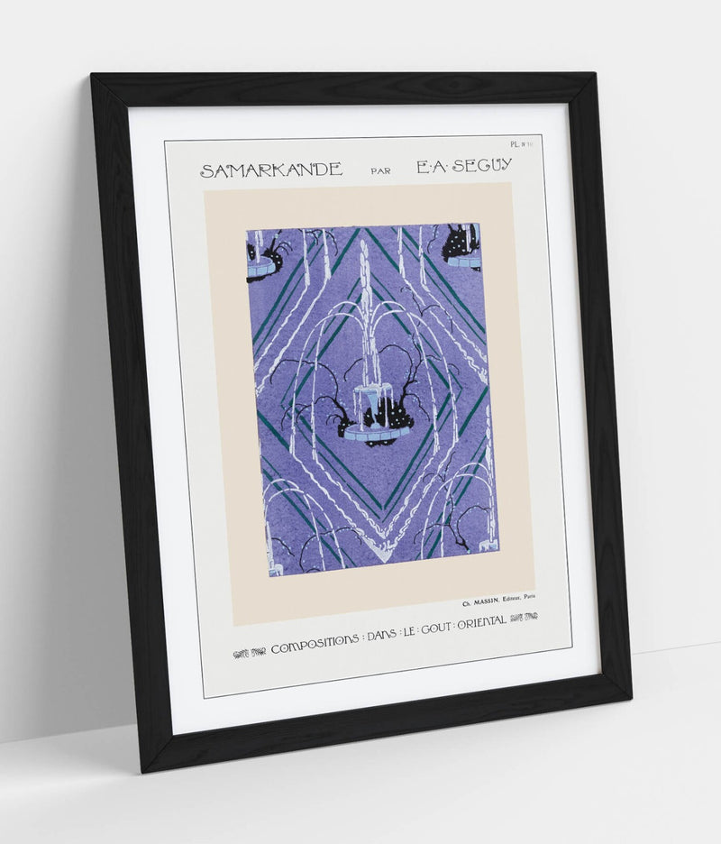 Art Deco Wall Art – Framed Fountain Pattern Poster Print | Matte Paper, Ready To Hang