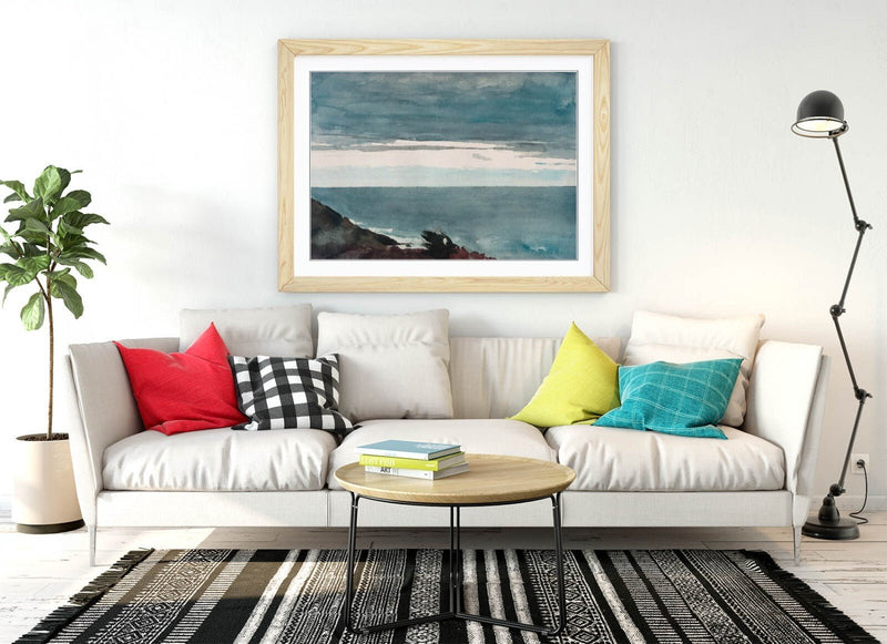 Framed Wall Art Poster - Winslow Homer Print With Wood Grain Frame, UK Handmade