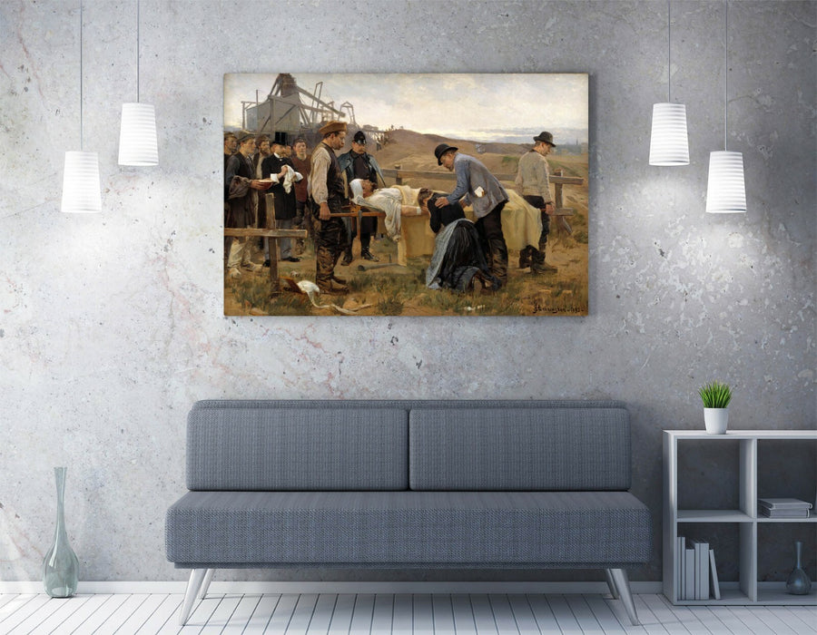 ERIK HENNINGSEN, A WOUNDED WORKMAN -CANVAS WALL ART FRAMED PRINT PAINTING