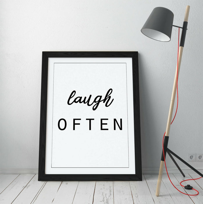 "LAUGH OFTEN" INSPIRATIONAL QUOTE SLOGAN HOME -FRAMED WALL ART PICTURE PRINT