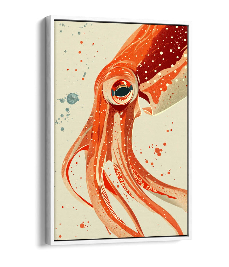 Orange Squid Canvas | Contemporary Decor Float Effect Frame - Handmade UK Art
