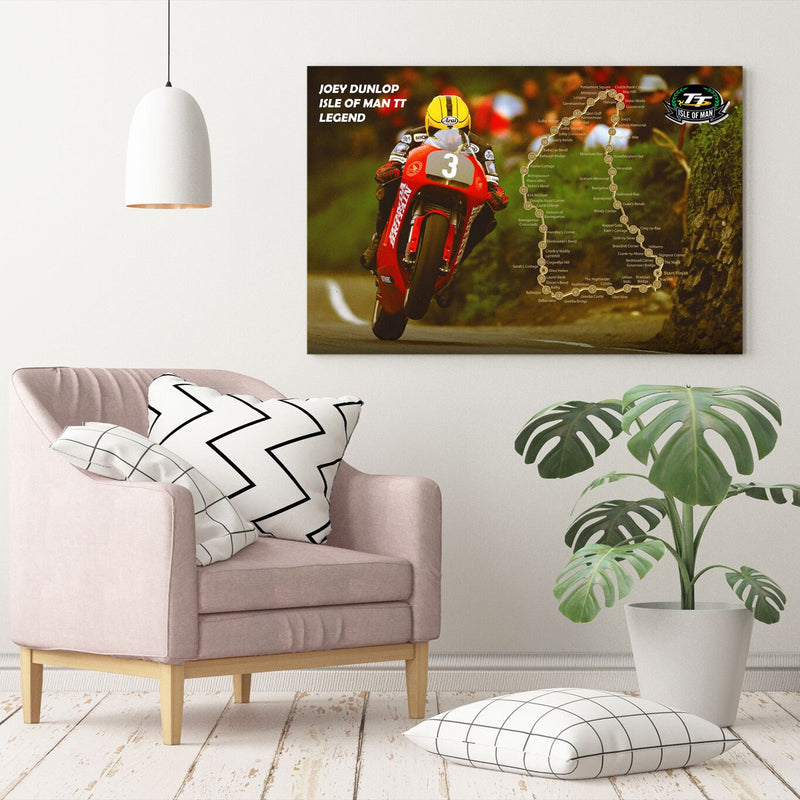Isle of Man TT Canvas - Joey Dunlop Racing Bike Wall Art Print | Framed 30mm Deep