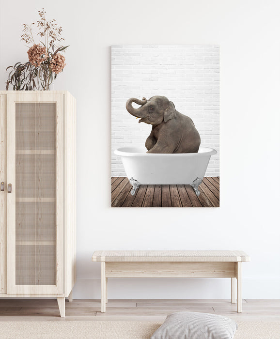 Elephant Animal in Bath CANVAS WALL ART PRINT ARTWORK PICTURE FRAMED POSTER