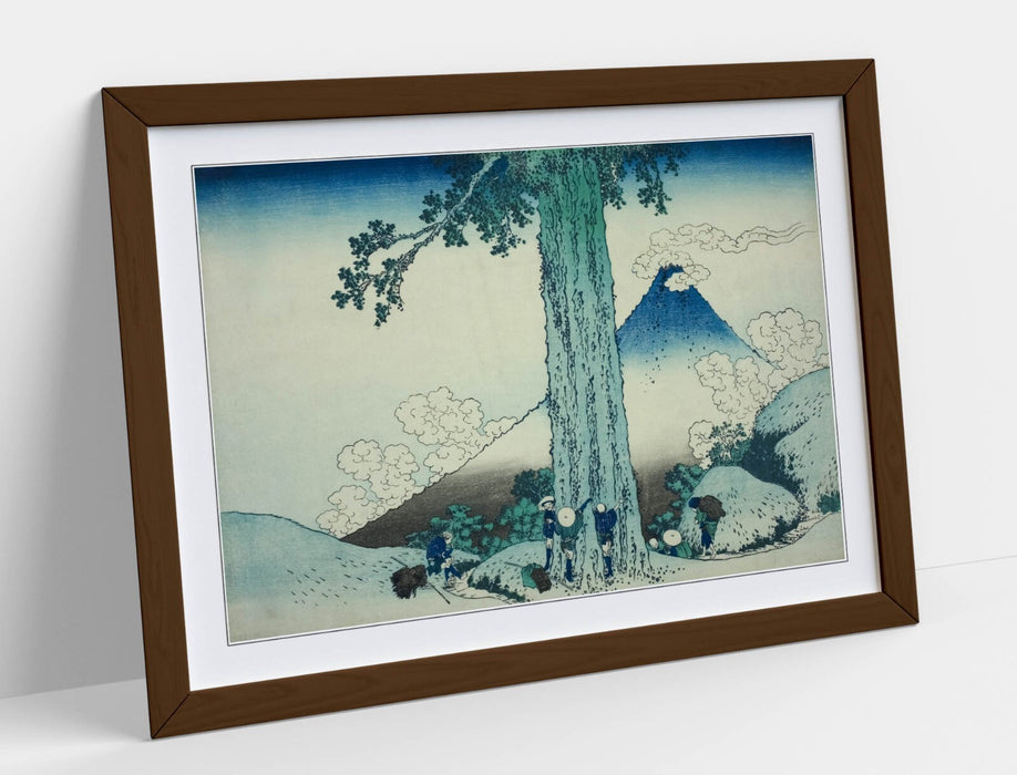 Framed Art Poster - Katsushika Hokusai Mishima Pass Artwork | Matte Finish, Woodgrain Frame