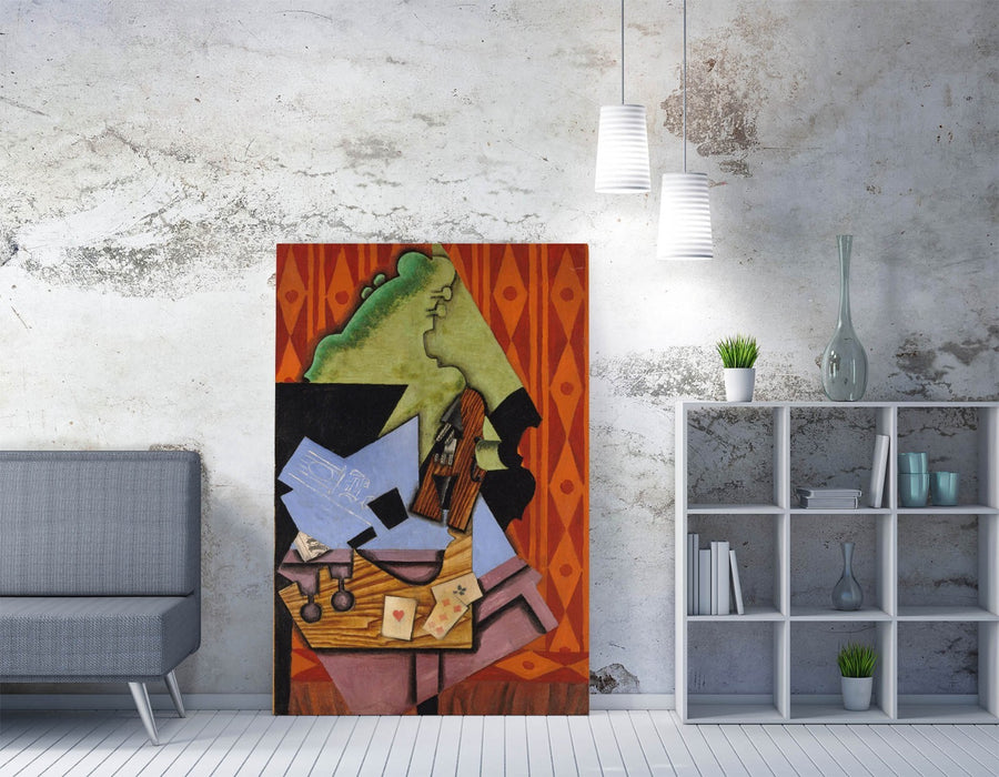 JUAN GRIS, VIOLIN AND PLAYING CARDS -CANVAS WALL ARTWORK PICTURE PRINT