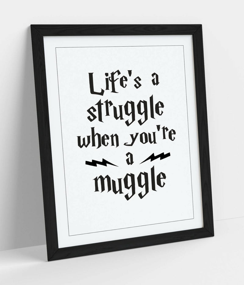 Harry Potter Wall Art - Framed Poster Print Featuring Muggle Quote Artwork