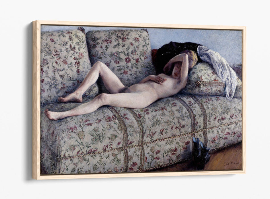 Canvas Wall Art | Nude On Couch By Gustave Caillebotte | Handmade UK Float Effect