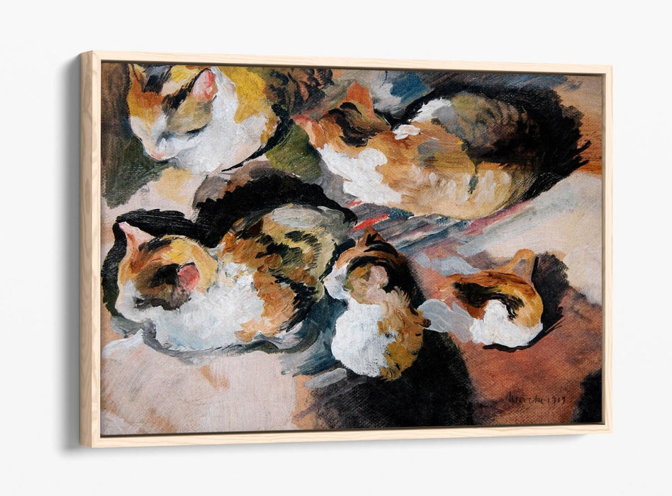 Float Effect Canvas Art – August Macke Study of a Cat | Premium Handmade Wall Decor