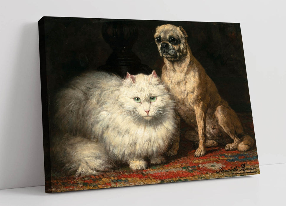 Canvas Wall Art - Henriette Ronner Knip Two Friends Painting Print | Premium Ready To Hang Canvas