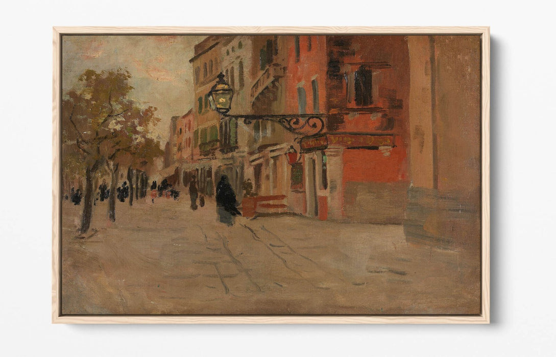FRITS THAULOW, STREET IN VENICE -FLOAT EFFECT CANVAS WALL ART PIC PRINT