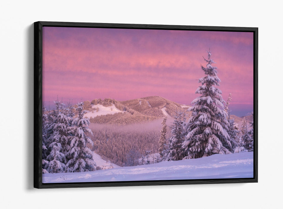 Canvas Wall Art - Pink Morning Landscape Gorgany Photography | Float Effect Print
