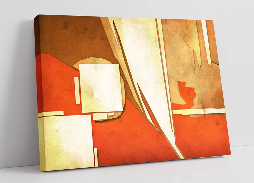 Abstract Canvas Wall Art - Orange Brown Artwork | Framed Canvas Print, Ready to Hang