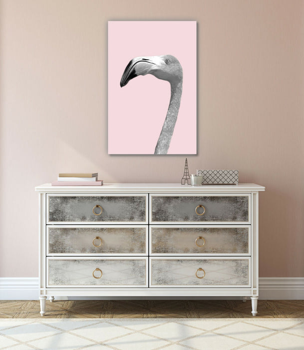 Flamingo Canvas Wall Art – Black And White Yellow Pink Vibrant Animal Painting