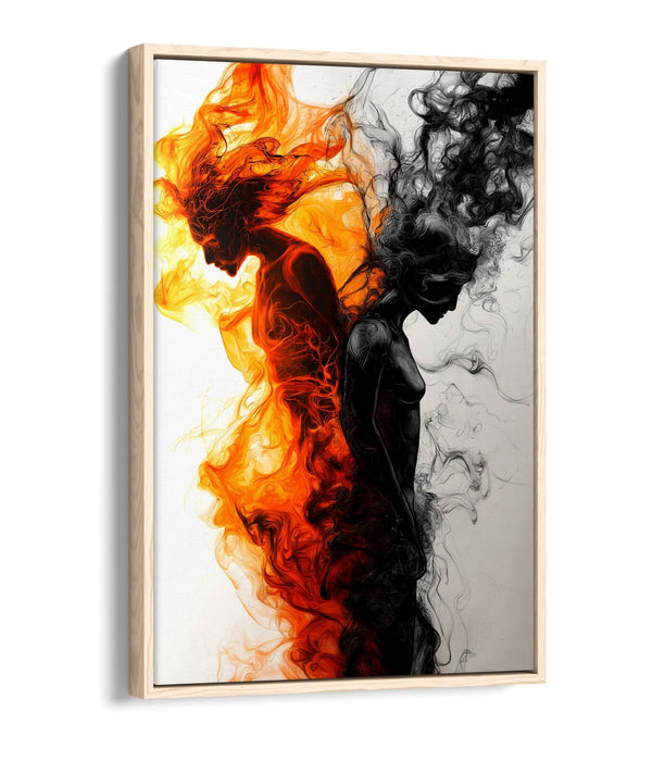 Fire And Smoke Canvas - Handmade Float Effect Art With Premium Varnish Finish