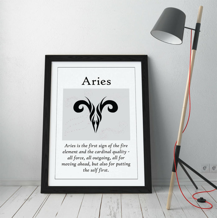 ARIES STAR SIGN ZODIAC ASTOLOGY QUOTE SLOGAN -FRAMED WALL ART PICTURE PRINT