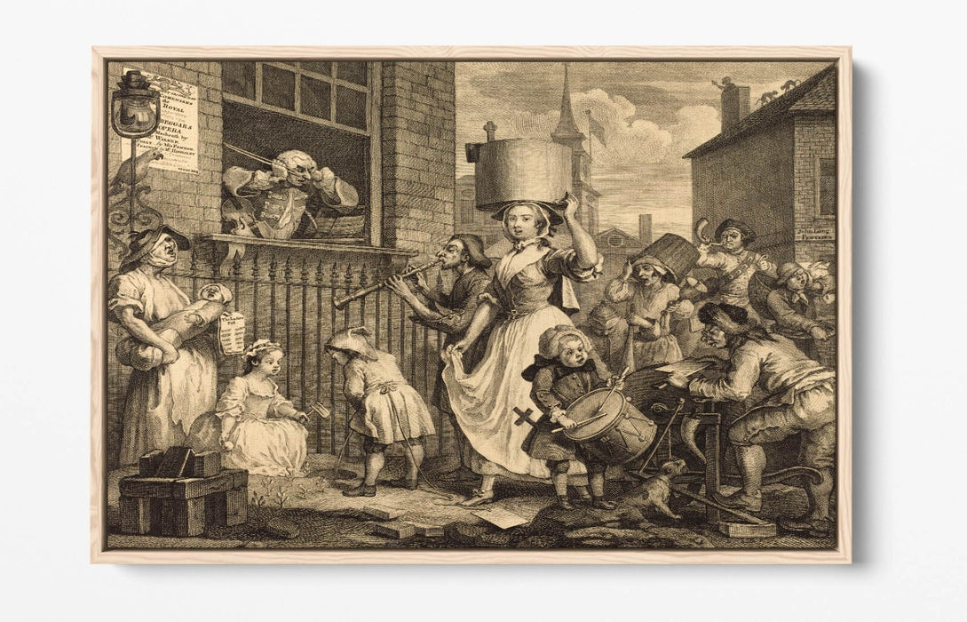 WILLIAM HOGARTH, THE ENRAGED MUSICIAN -FLOAT EFFECT CANVAS WALL ART PRINT