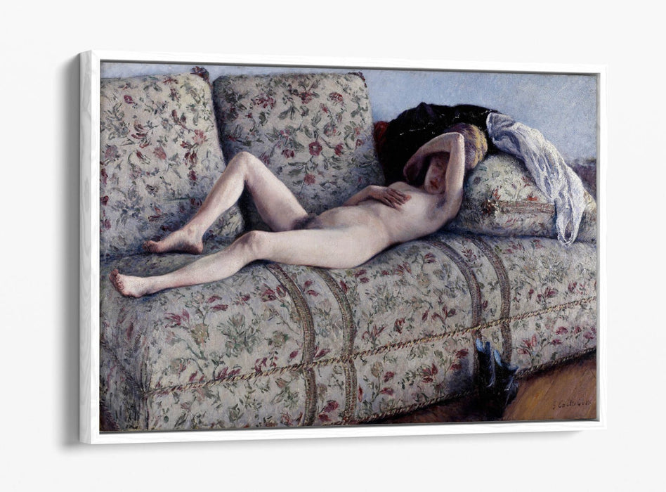 Canvas Wall Art | Nude On Couch By Gustave Caillebotte | Handmade UK Float Effect