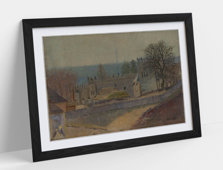 Framed Wall Art - Ferdinand Katona View Of Strazky Print With Natural Wood Frame